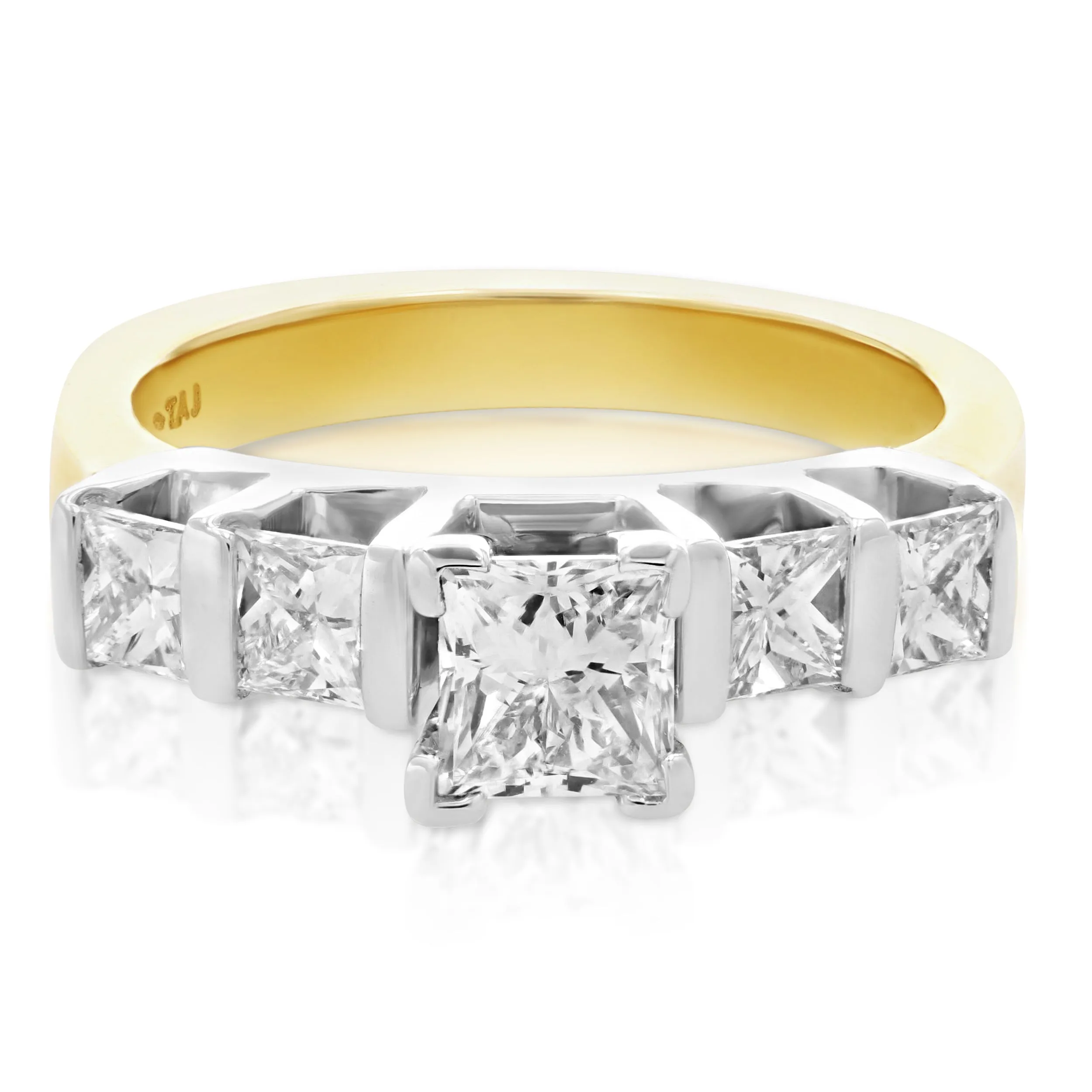 1.75 cttw 5 Princess Diamond Engagement Rings 14K Gold