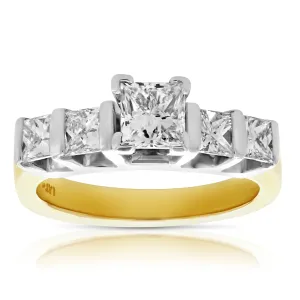 1.75 cttw 5 Princess Diamond Engagement Rings 14K Gold