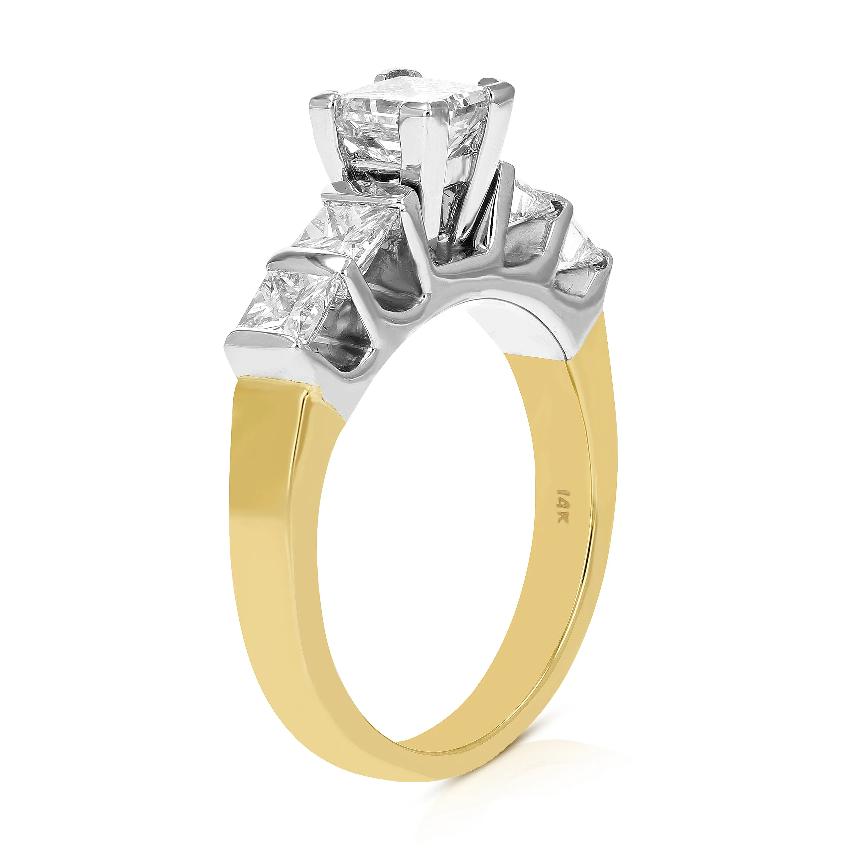 1.75 cttw 5 Princess Diamond Engagement Rings 14K Gold