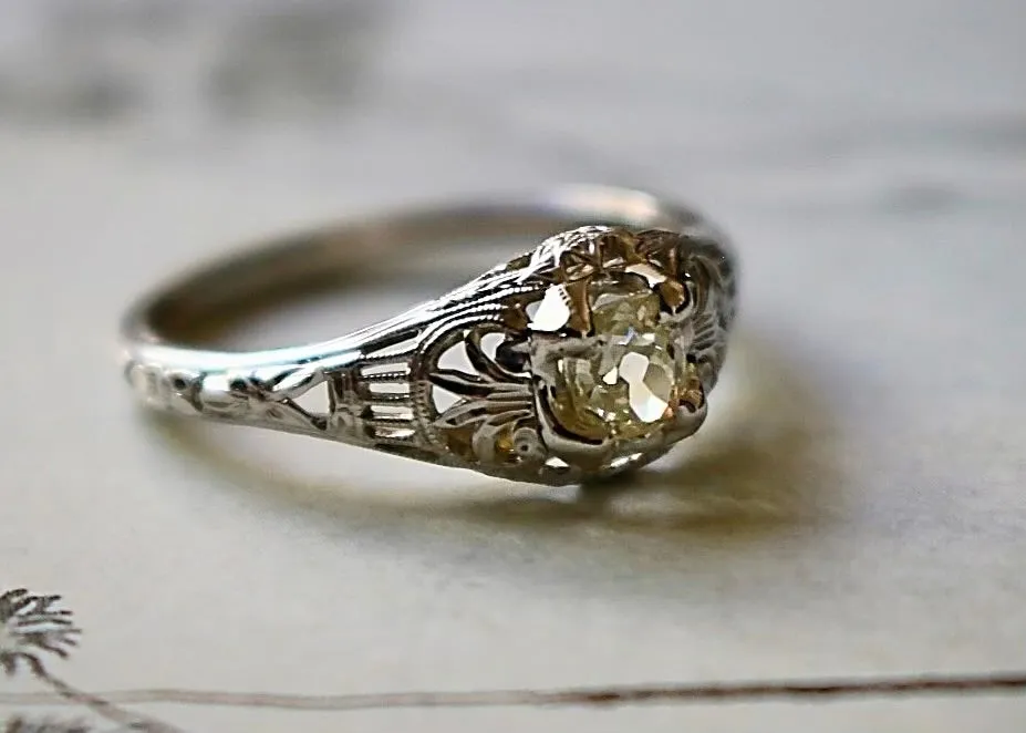18k Genuine Traub Orange Blossom Diamond Engagement Ring