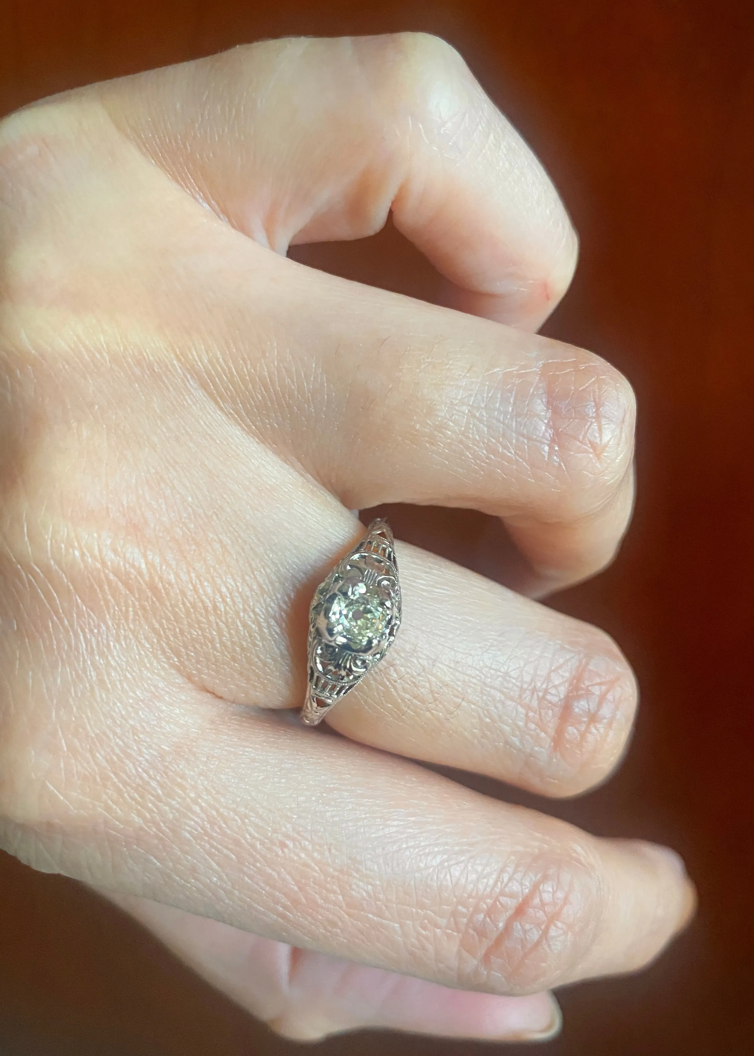 18k Genuine Traub Orange Blossom Diamond Engagement Ring