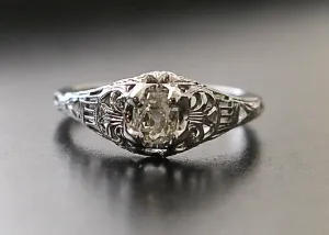 18k Genuine Traub Orange Blossom Diamond Engagement Ring