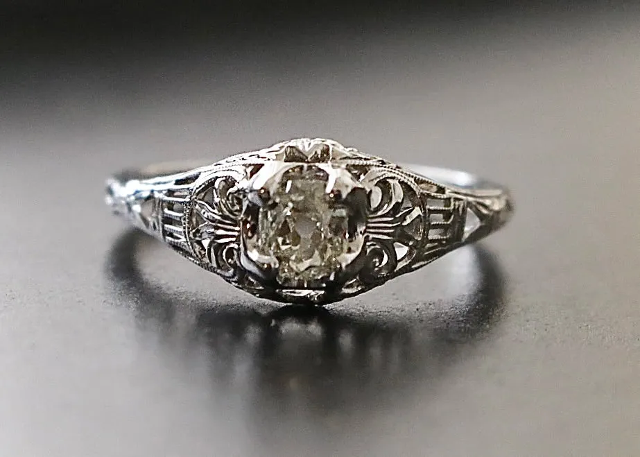 18k Genuine Traub Orange Blossom Diamond Engagement Ring