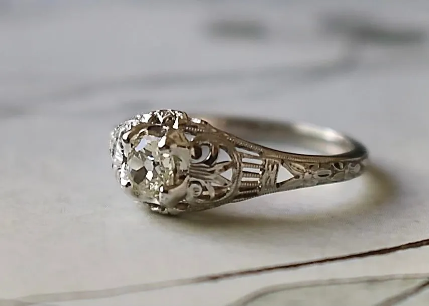 18k Genuine Traub Orange Blossom Diamond Engagement Ring