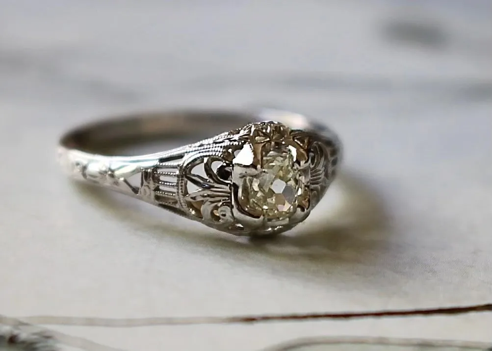 18k Genuine Traub Orange Blossom Diamond Engagement Ring