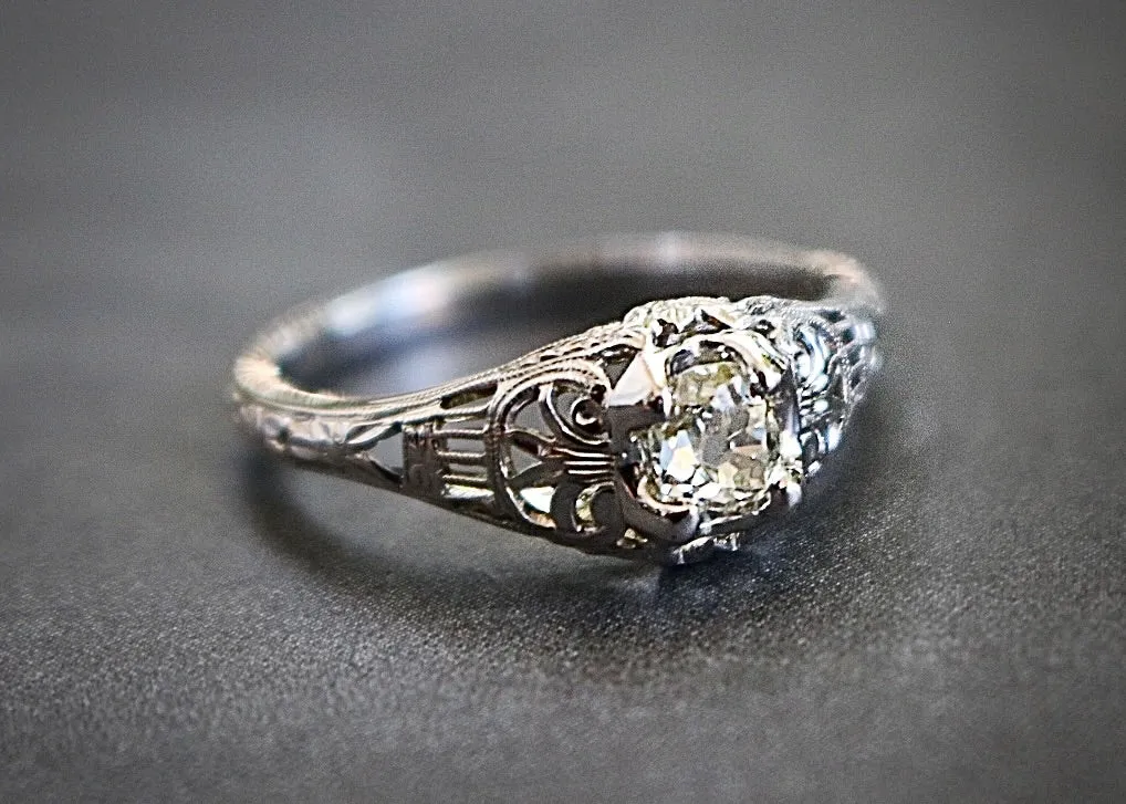 18k Genuine Traub Orange Blossom Diamond Engagement Ring