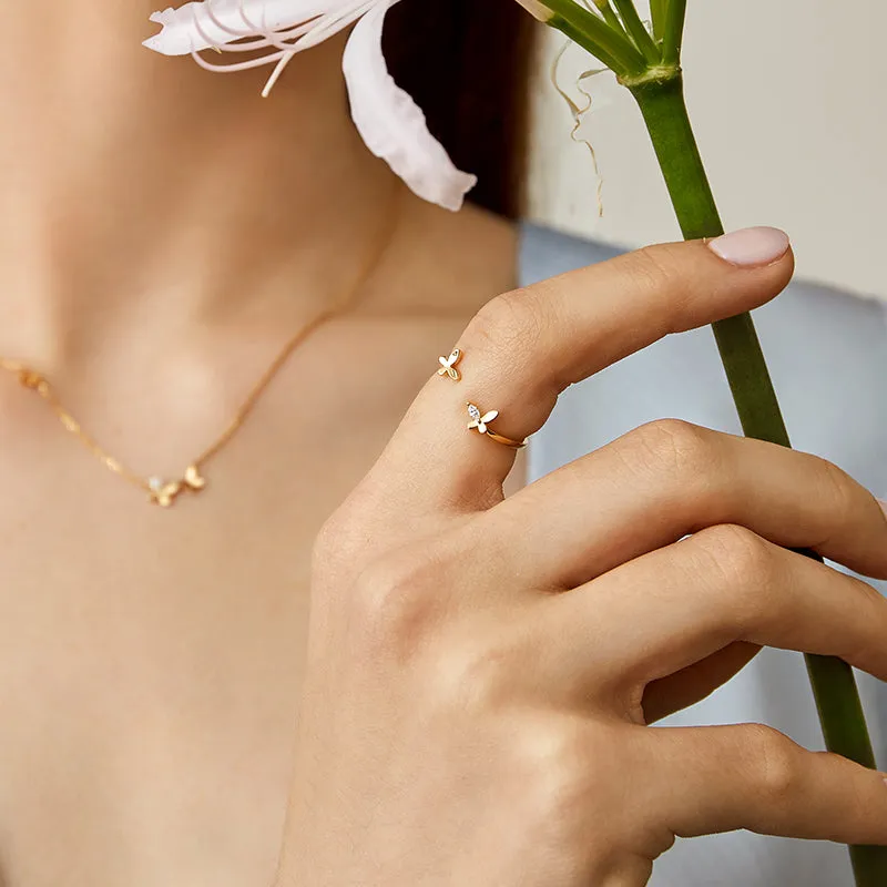 18K Gold Diamonds Mini Summer Flower Ring