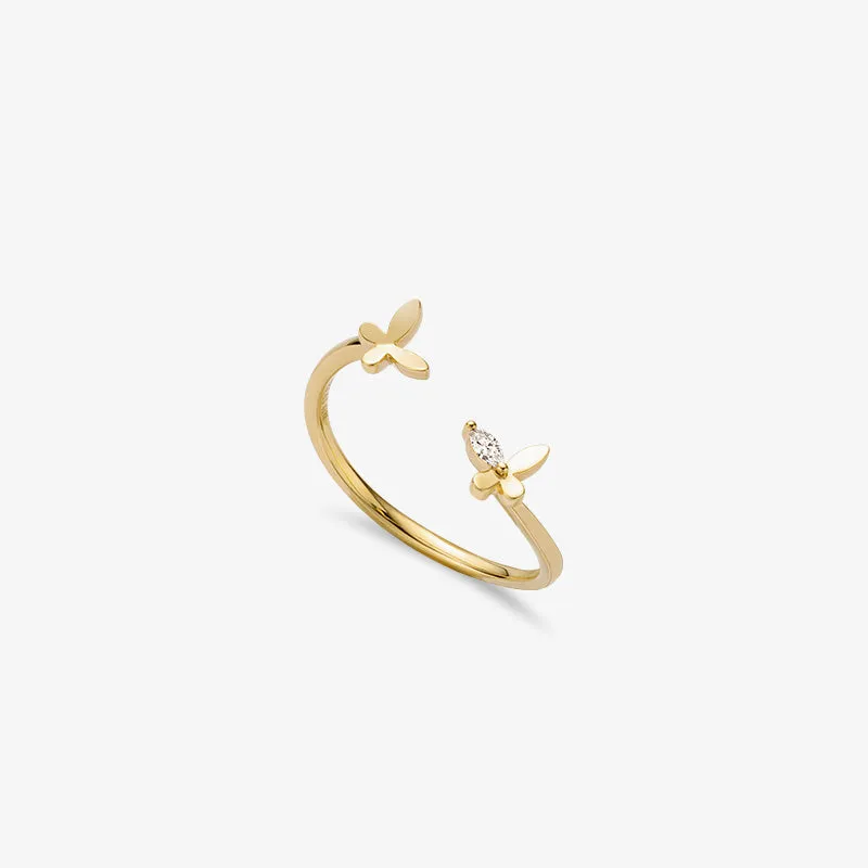 18K Gold Diamonds Mini Summer Flower Ring