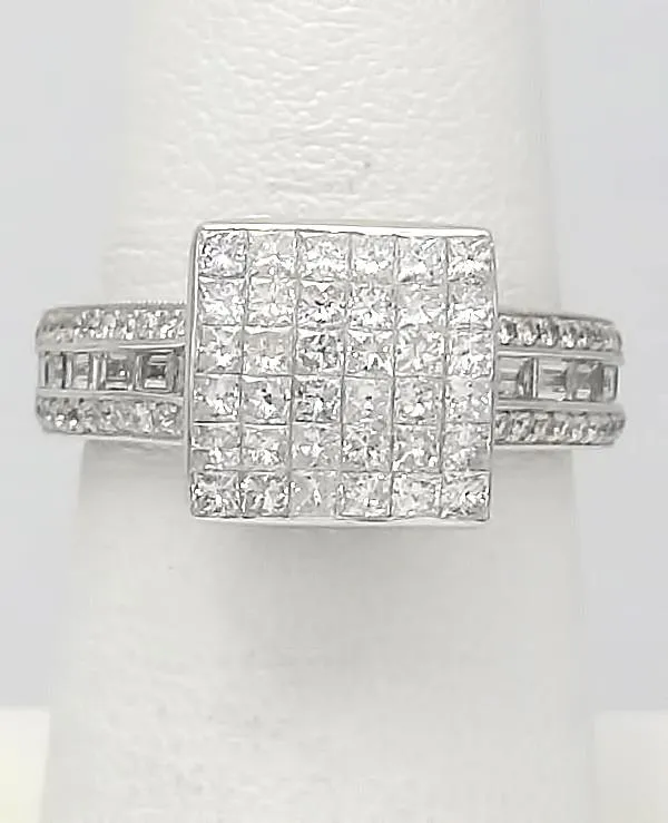 18k White Gold Rayalty 2.00ct Princess Diamond Invisible Set Ring