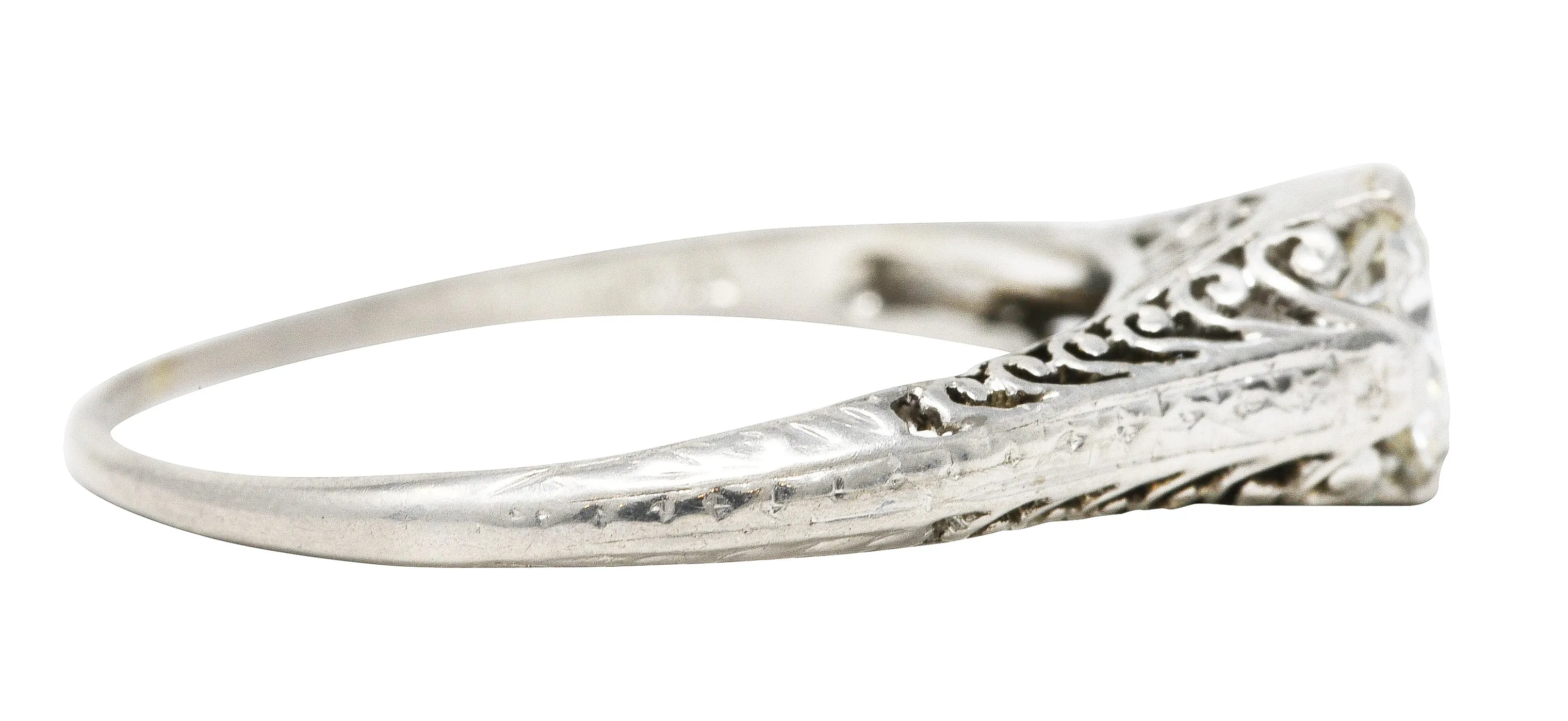 1920's Art Deco 0.55 CTW Diamond Platinum Filigree Engagement Ring