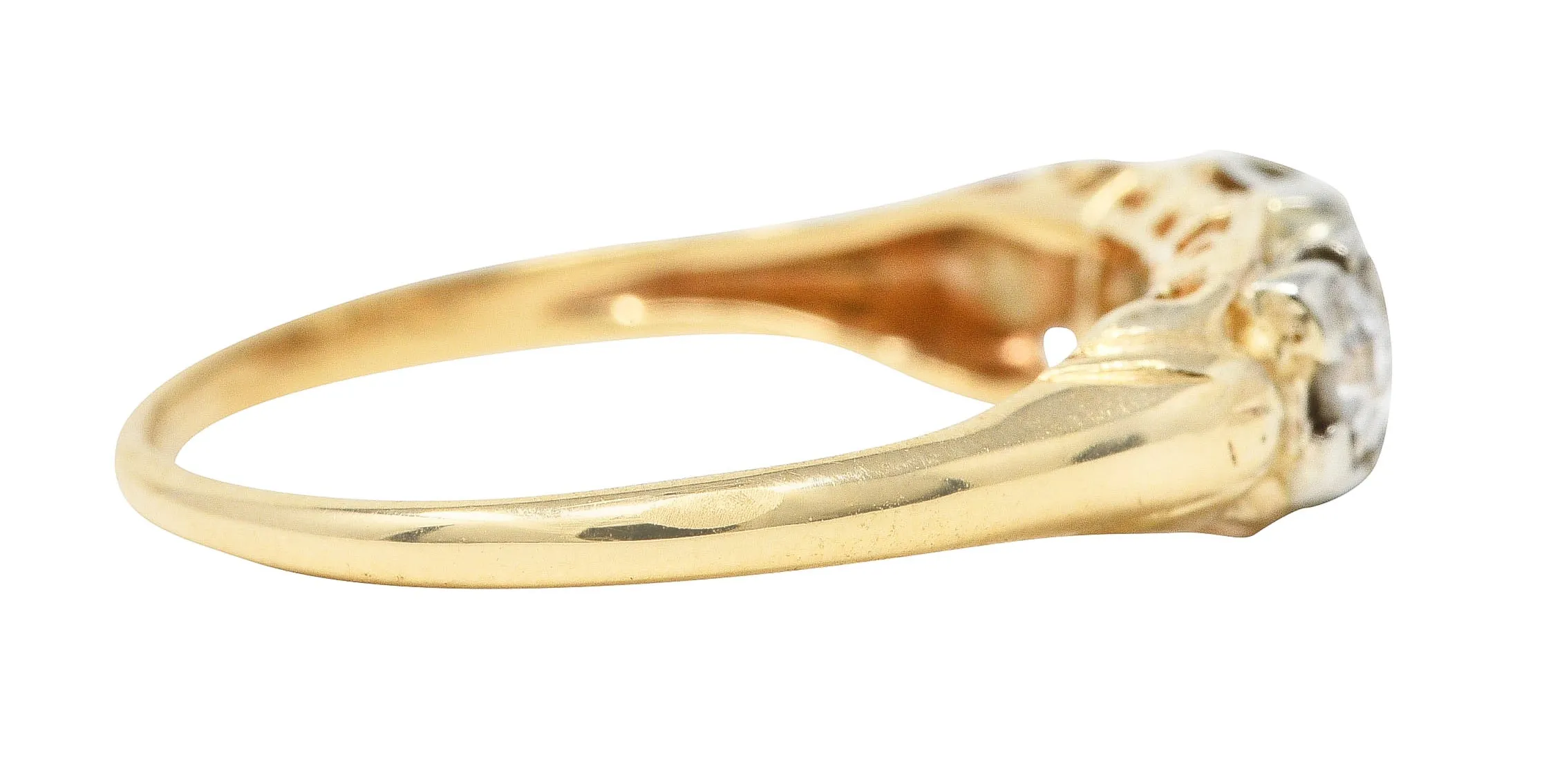 1920's Art Deco 0.60 CTW Diamond 14 Karat Two-Tone Three Stone Ring