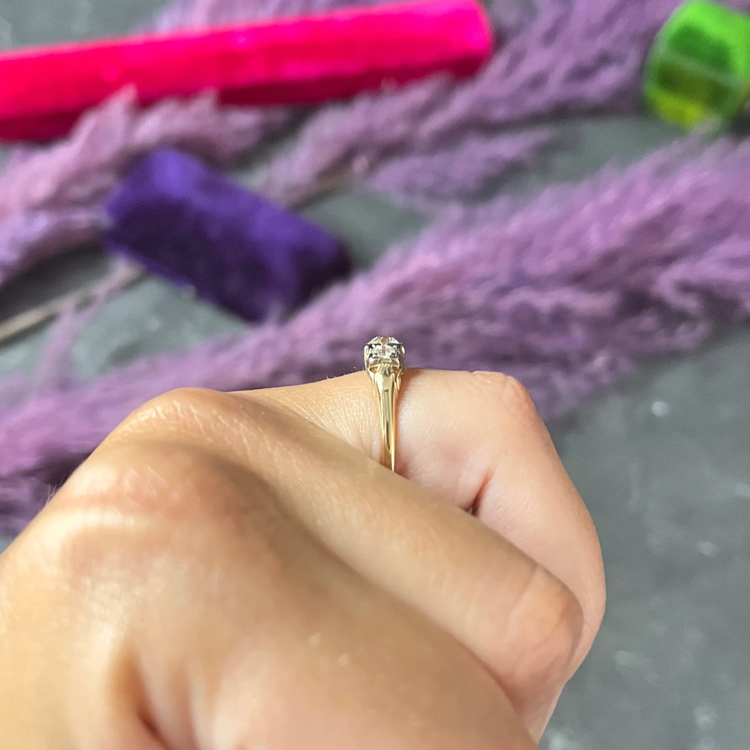 1920's Art Deco 0.60 CTW Diamond 14 Karat Two-Tone Three Stone Ring