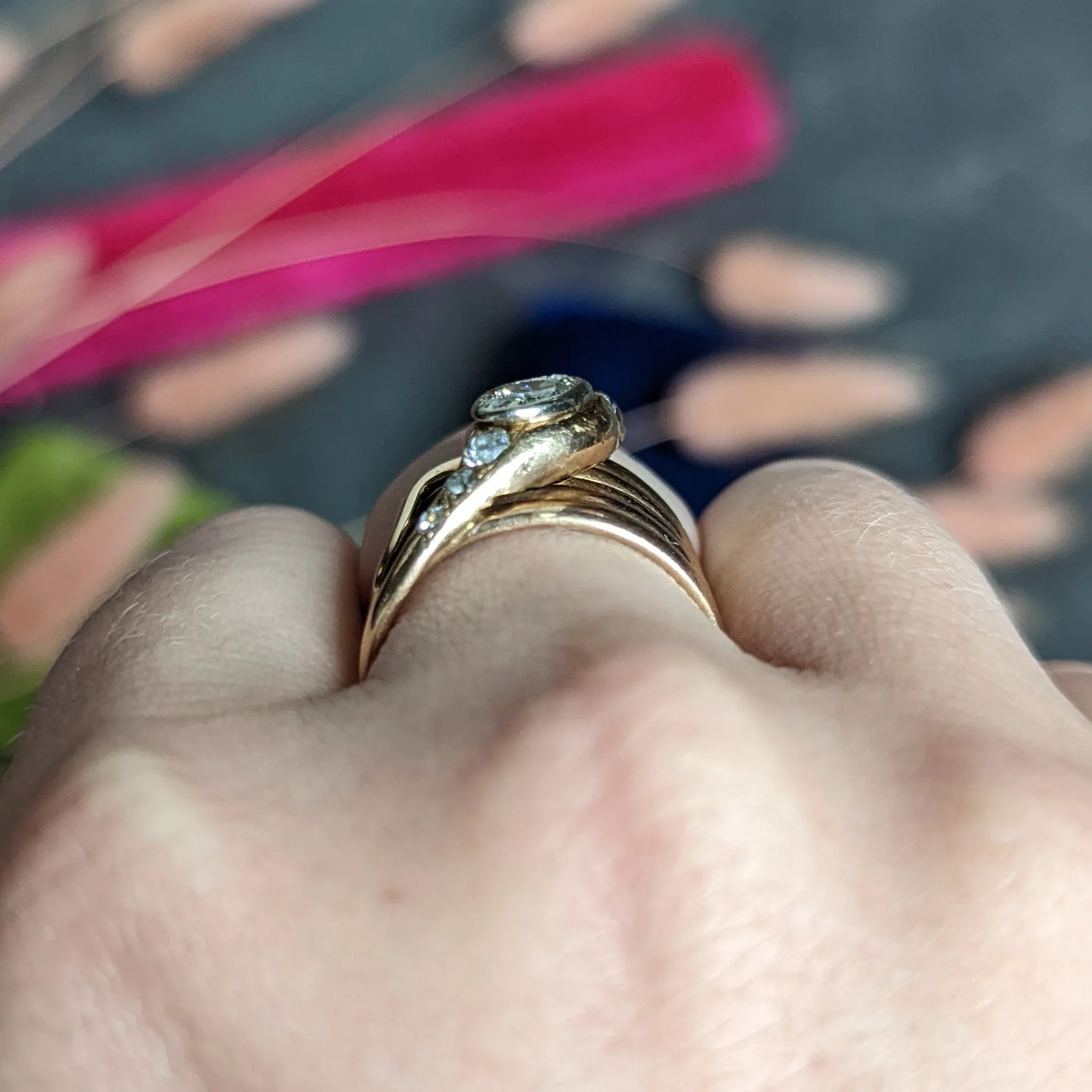 1920's Art Deco 0.67 CTW Diamond 14 Karat Two-Tone Gold Antique Snake Ring