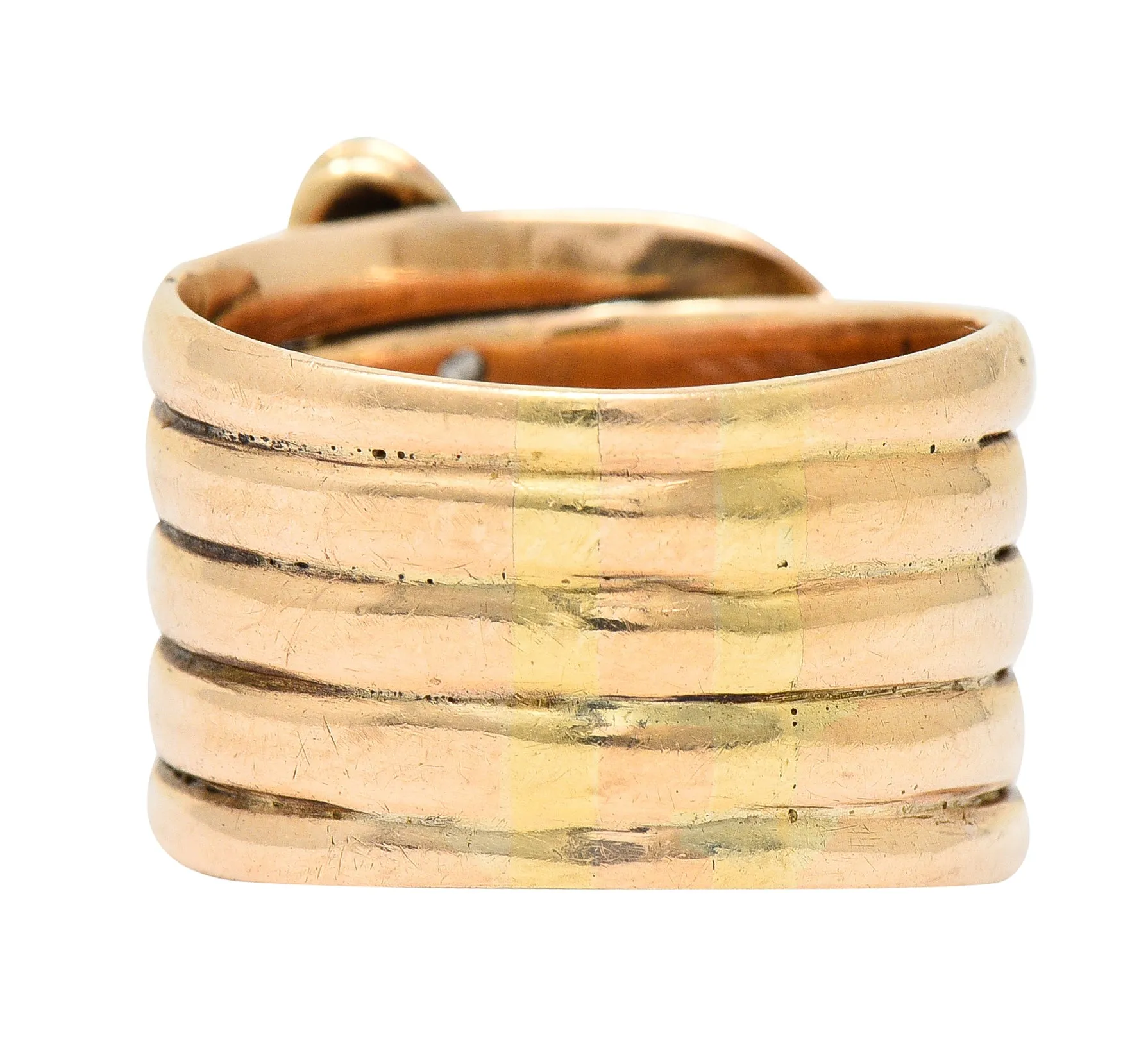 1920's Art Deco 0.67 CTW Diamond 14 Karat Two-Tone Gold Antique Snake Ring