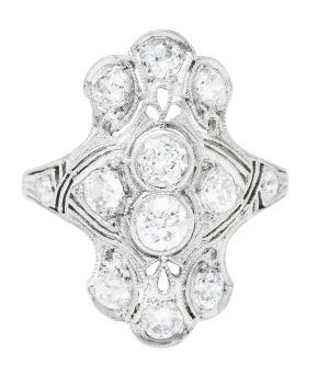 1920's Art Deco 1.50 CTW Diamond Platinum Dinner Ring