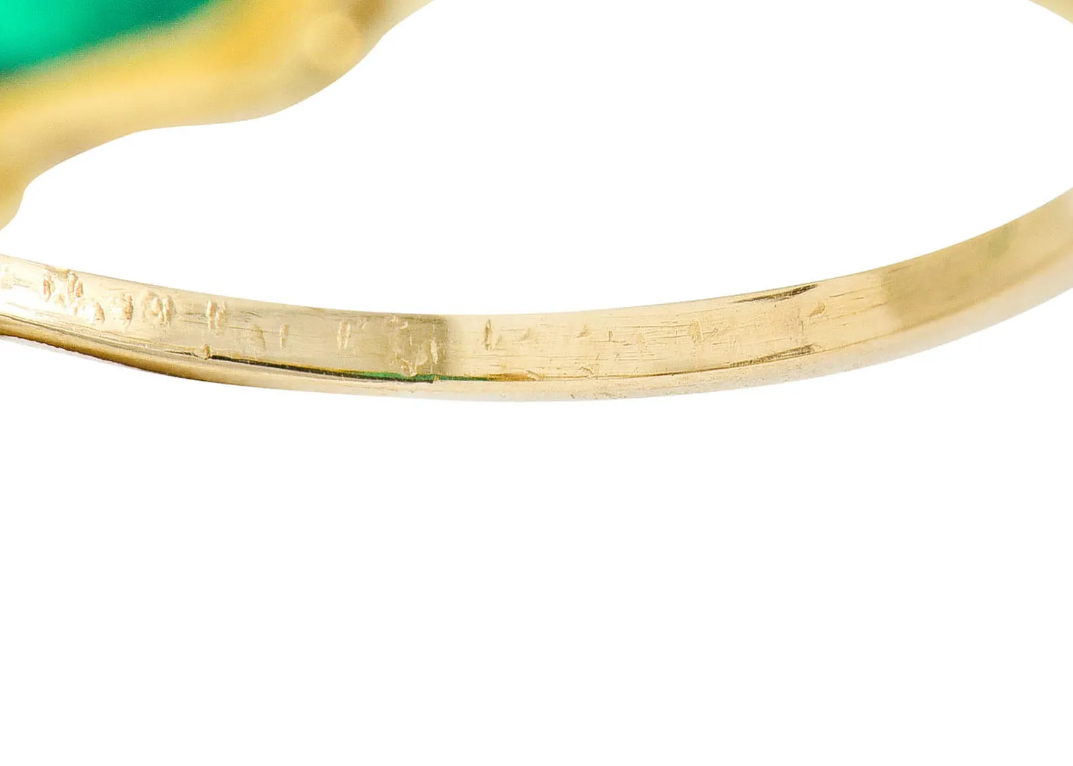1920's Art Deco Diamond Emerald Platinum-Topped 18 Karat Gold Double Ring