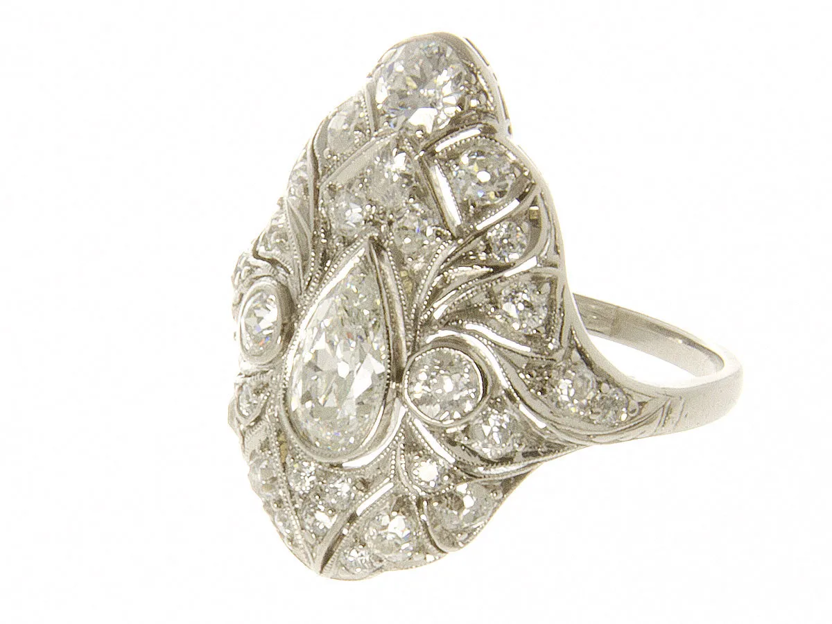 1920s Art Deco Platinum Diamond Ring