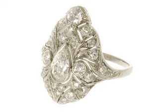 1920s Art Deco Platinum Diamond Ring