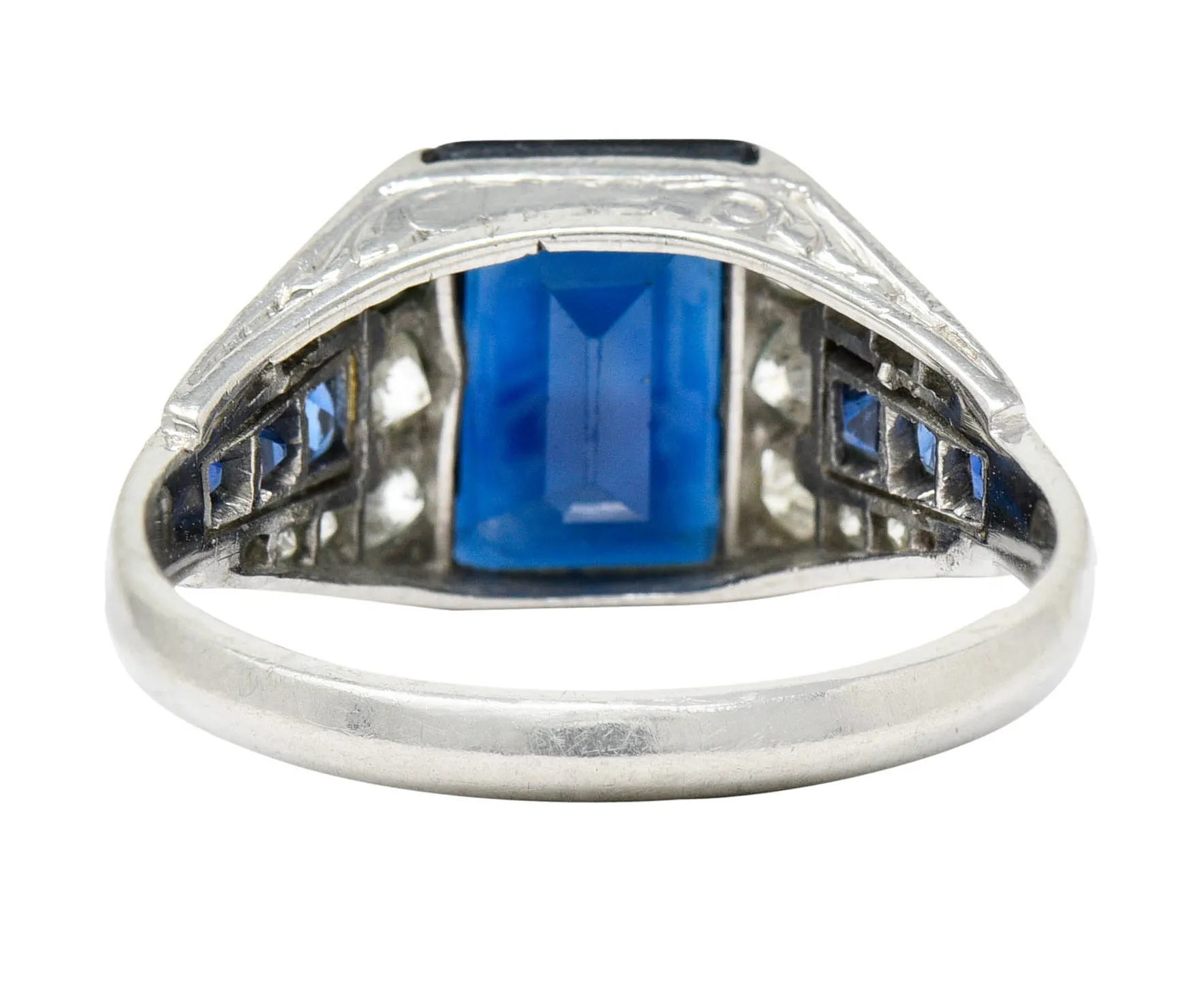 1920's Art Deco Sapphire Diamond Platinum Band Ring