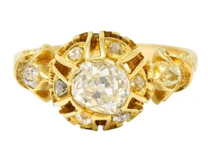 1920's Early Art Deco 1.30 CTW Diamond 14 Karat Gold Engagement Ring