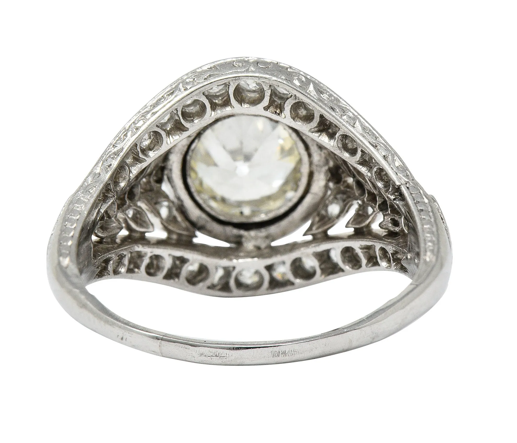 1920's Early Art Deco 2.12 CTW Diamond Platinum Laurel Band Ring GIA