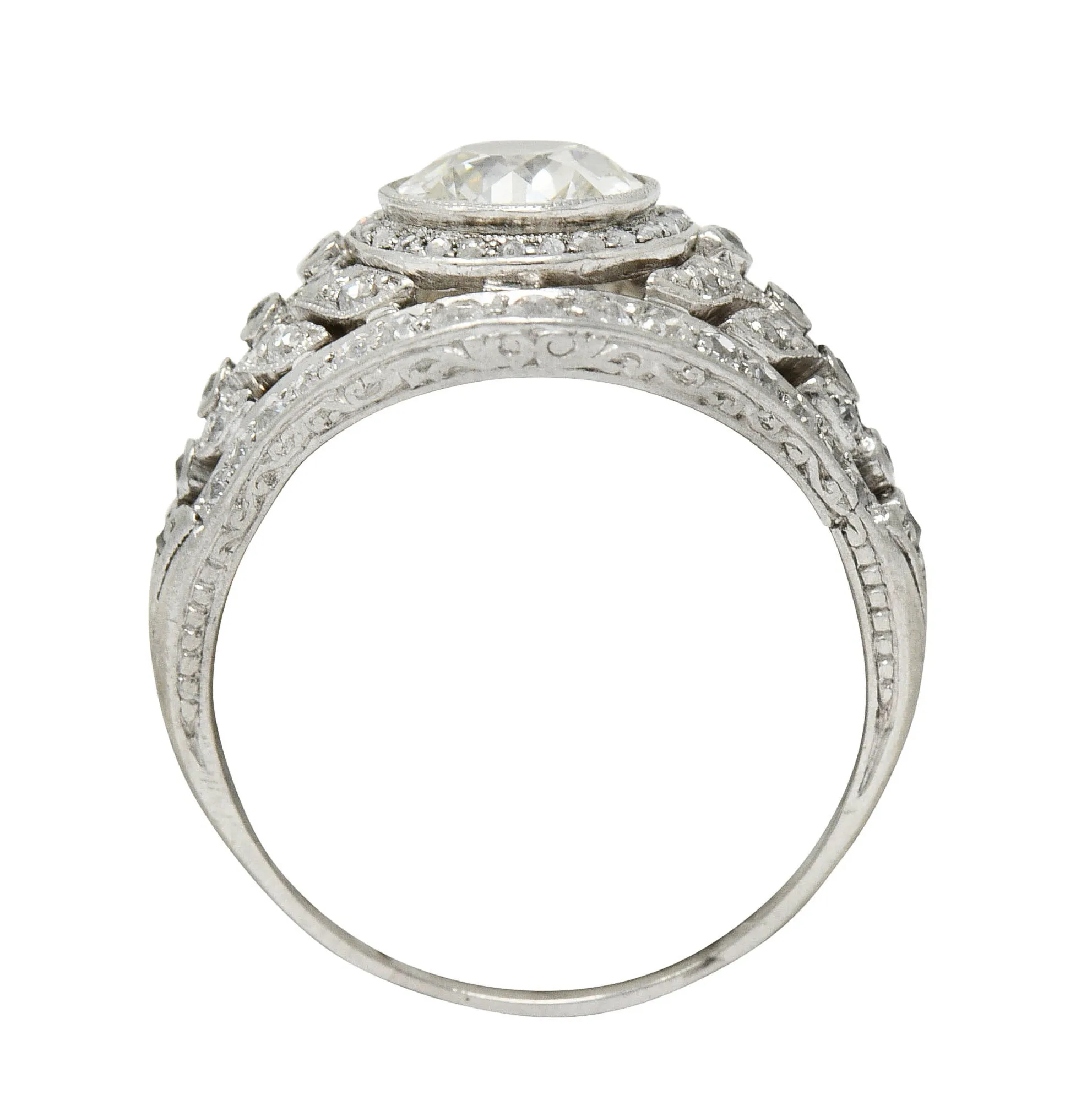 1920's Early Art Deco 2.12 CTW Diamond Platinum Laurel Band Ring GIA