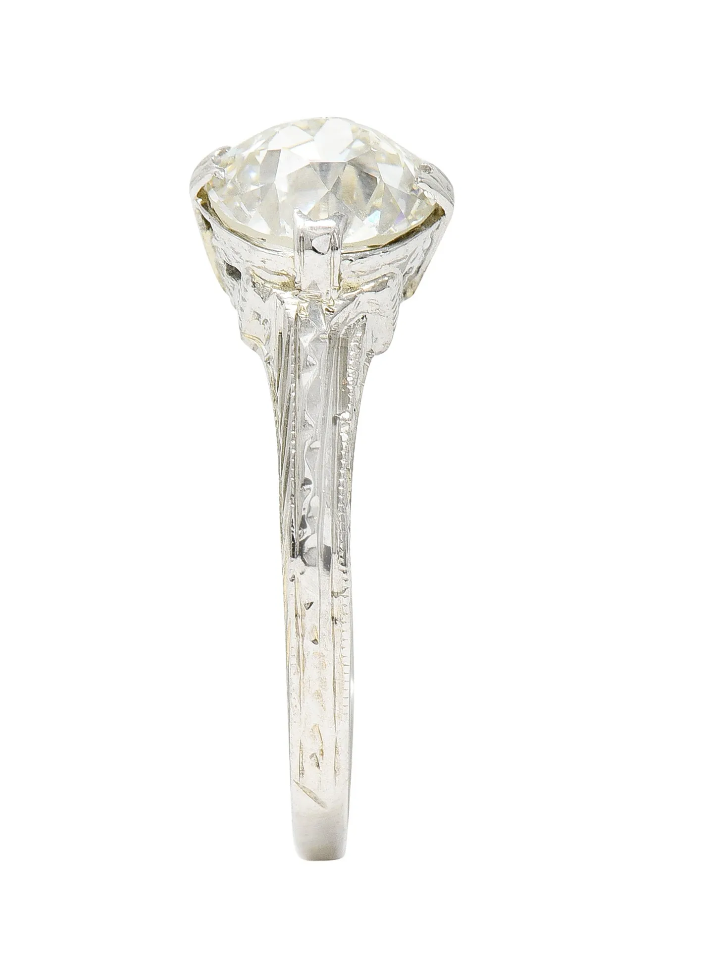 1920's J.W. Grant & Co. Art Deco 1.60 CTW 18 Karat White Gold Engagement Ring