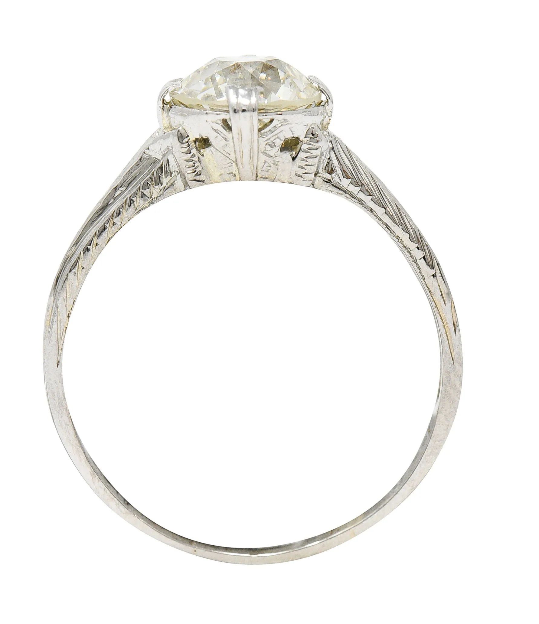 1920's J.W. Grant & Co. Art Deco 1.60 CTW 18 Karat White Gold Engagement Ring