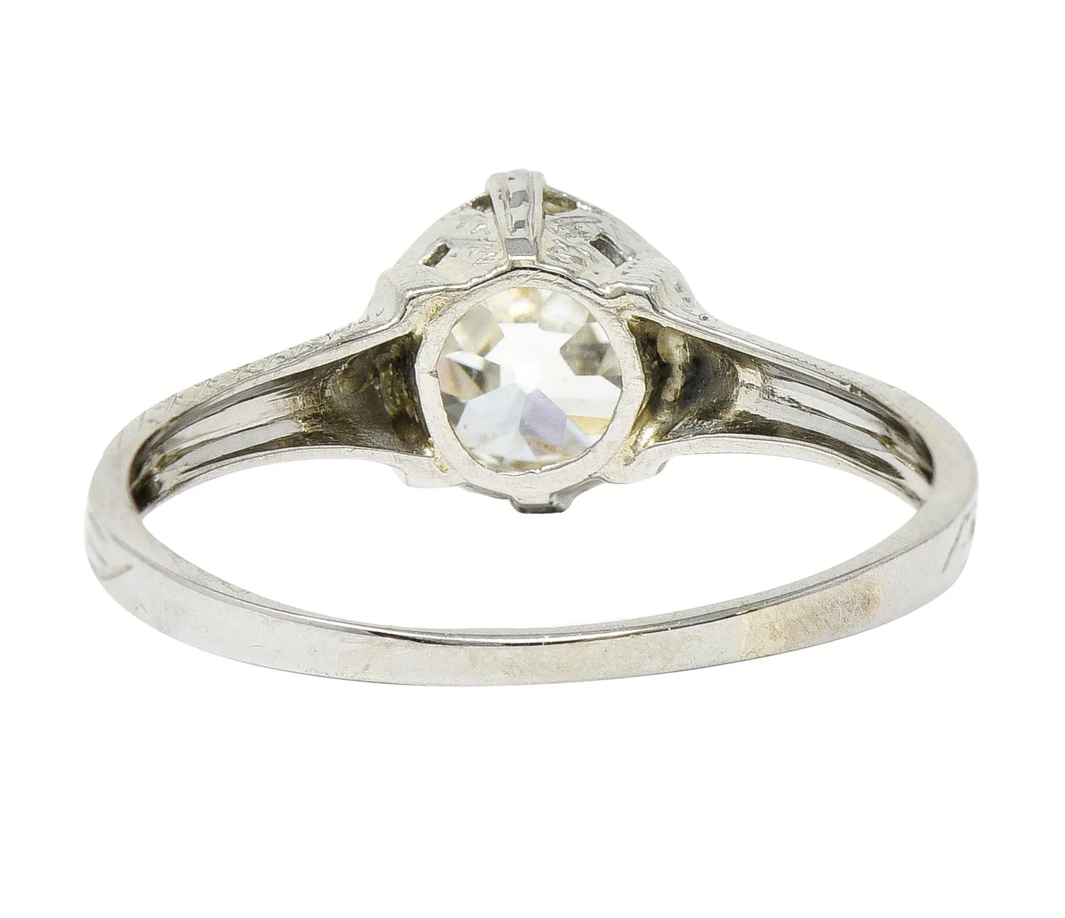 1920's J.W. Grant & Co. Art Deco 1.60 CTW 18 Karat White Gold Engagement Ring