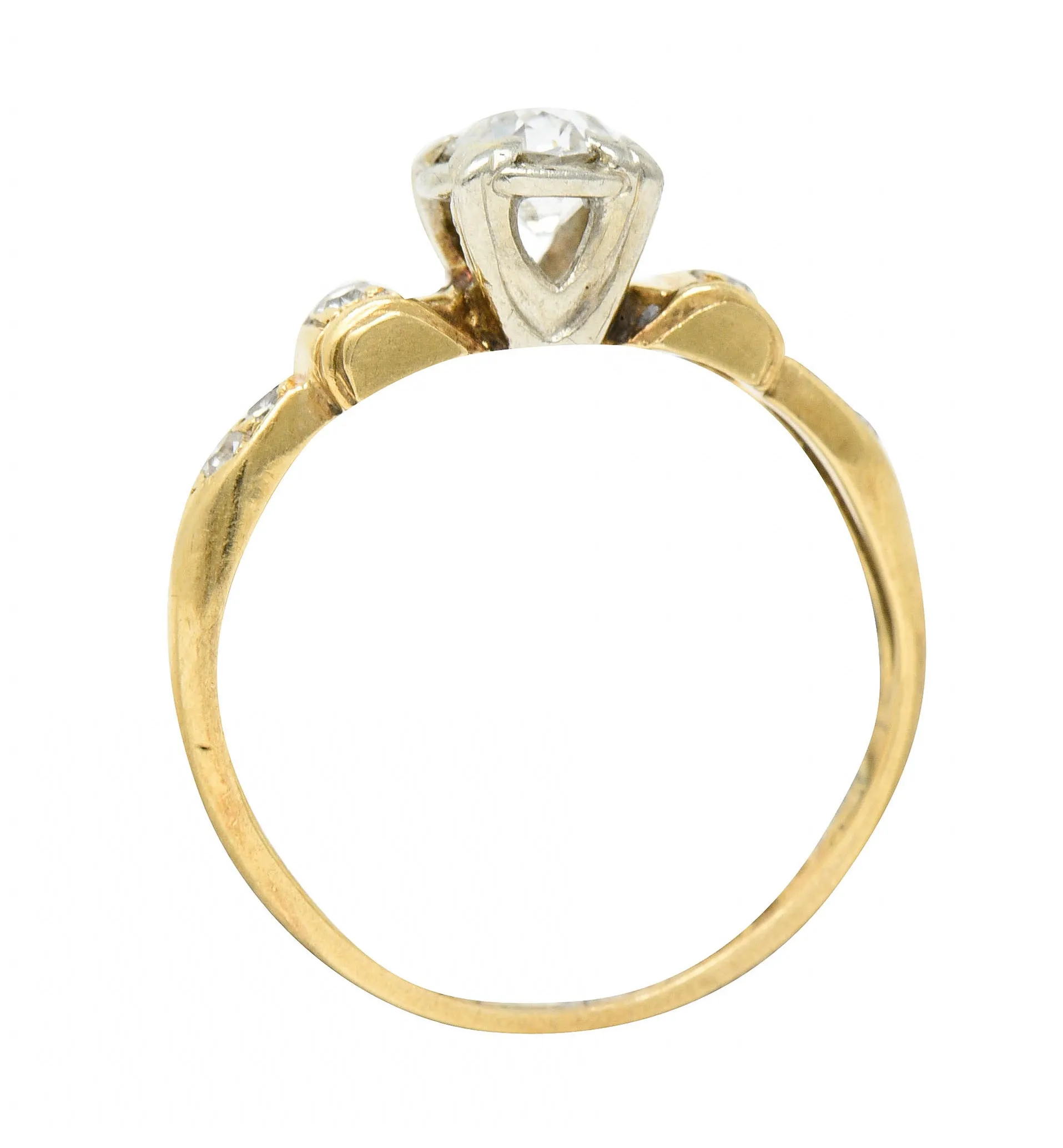 1940's Retro 0.50 CTW Diamond 14 Karat Two-Tone Gold Engagement Ring