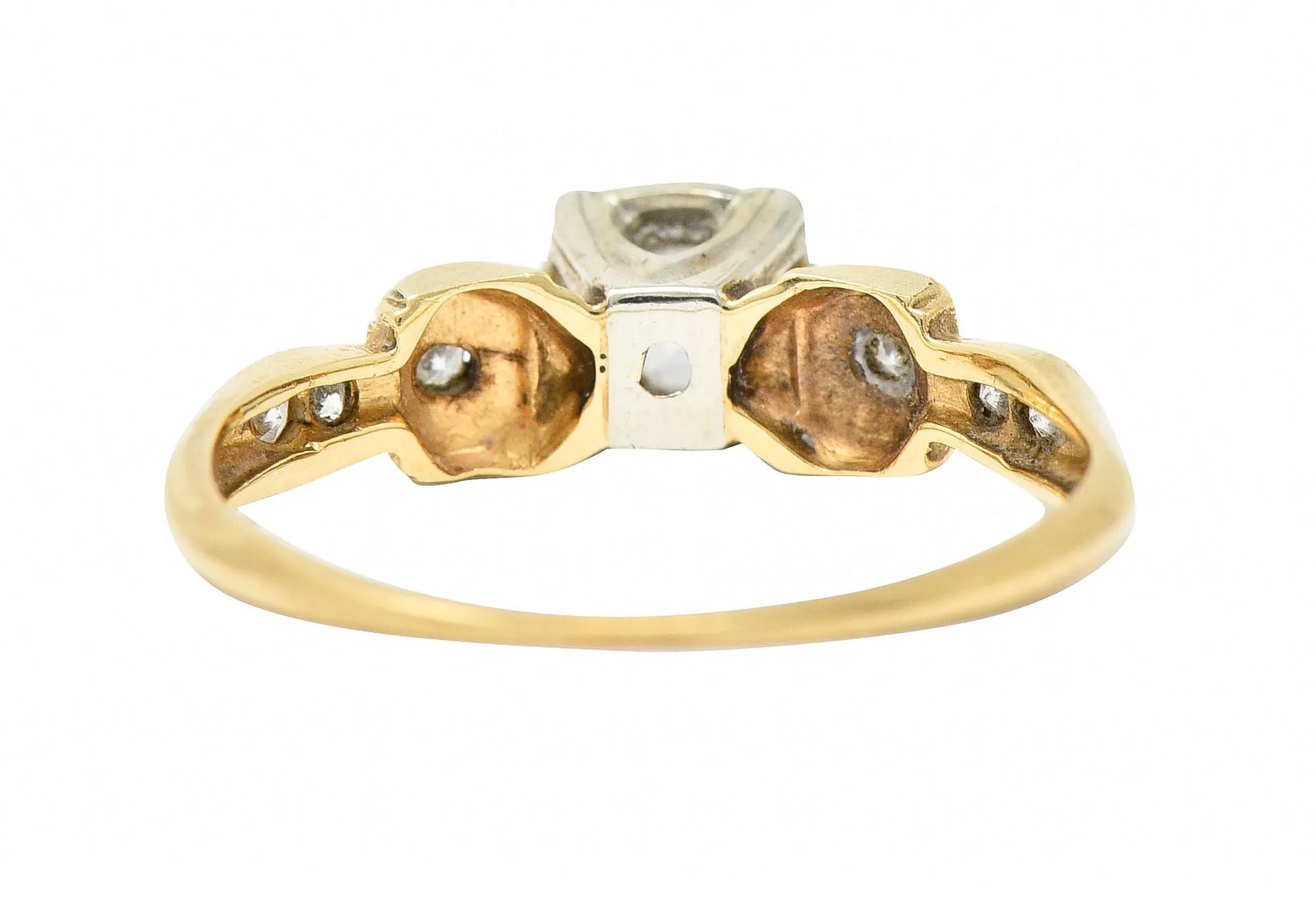 1940's Retro 0.50 CTW Diamond 14 Karat Two-Tone Gold Engagement Ring