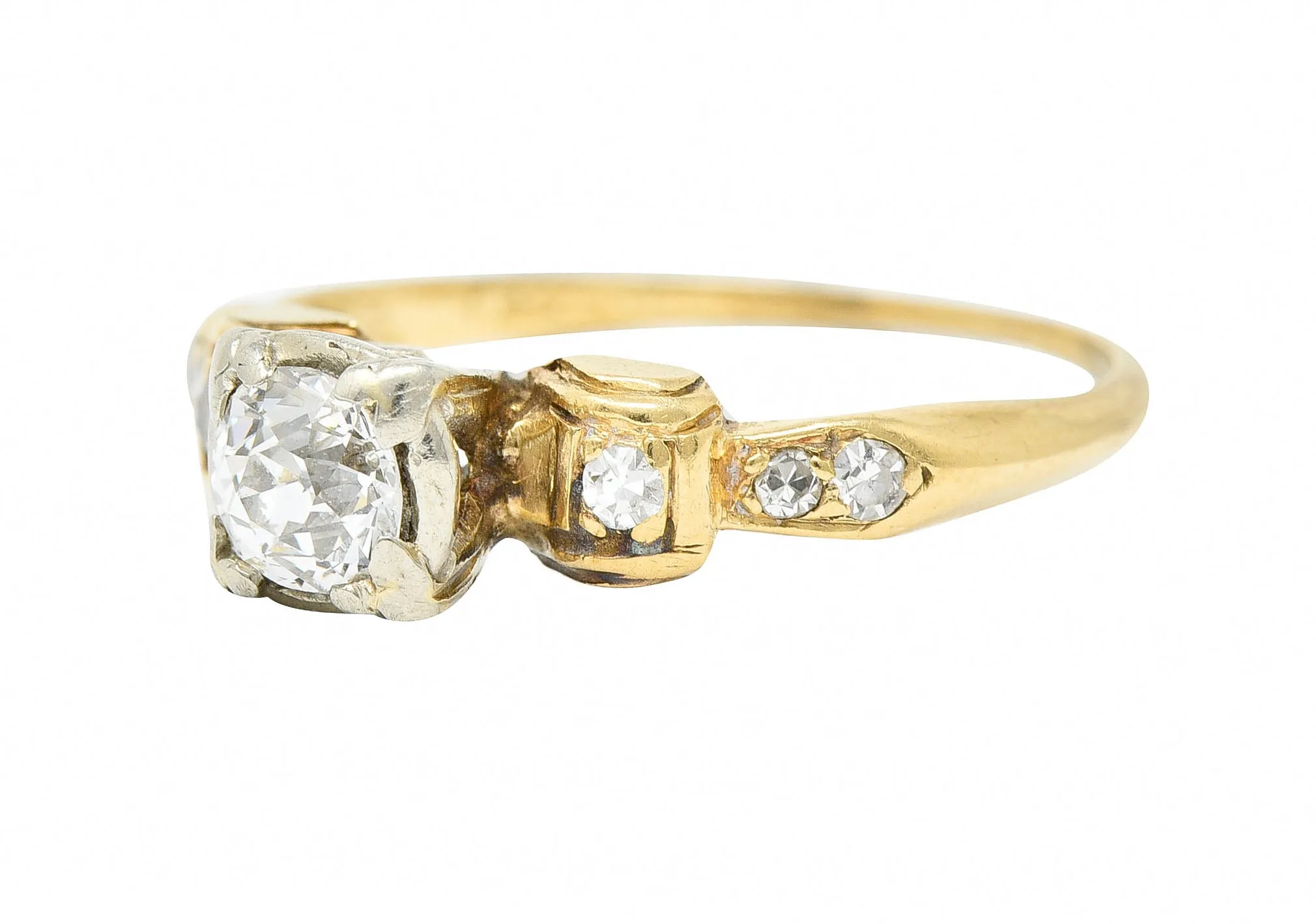 1940's Retro 0.50 CTW Diamond 14 Karat Two-Tone Gold Engagement Ring