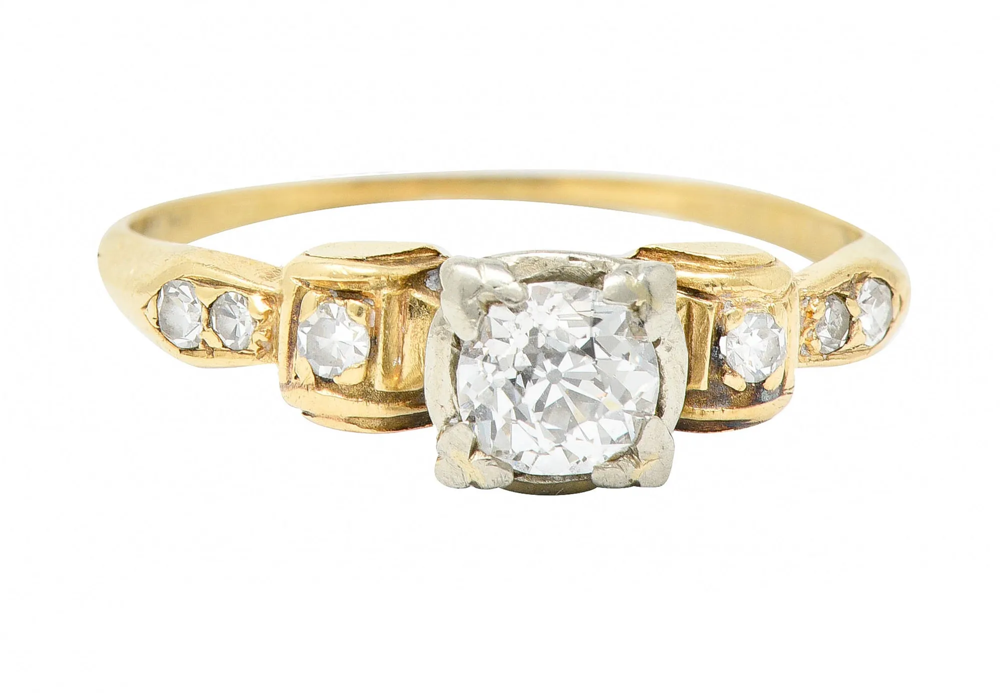 1940's Retro 0.50 CTW Diamond 14 Karat Two-Tone Gold Engagement Ring