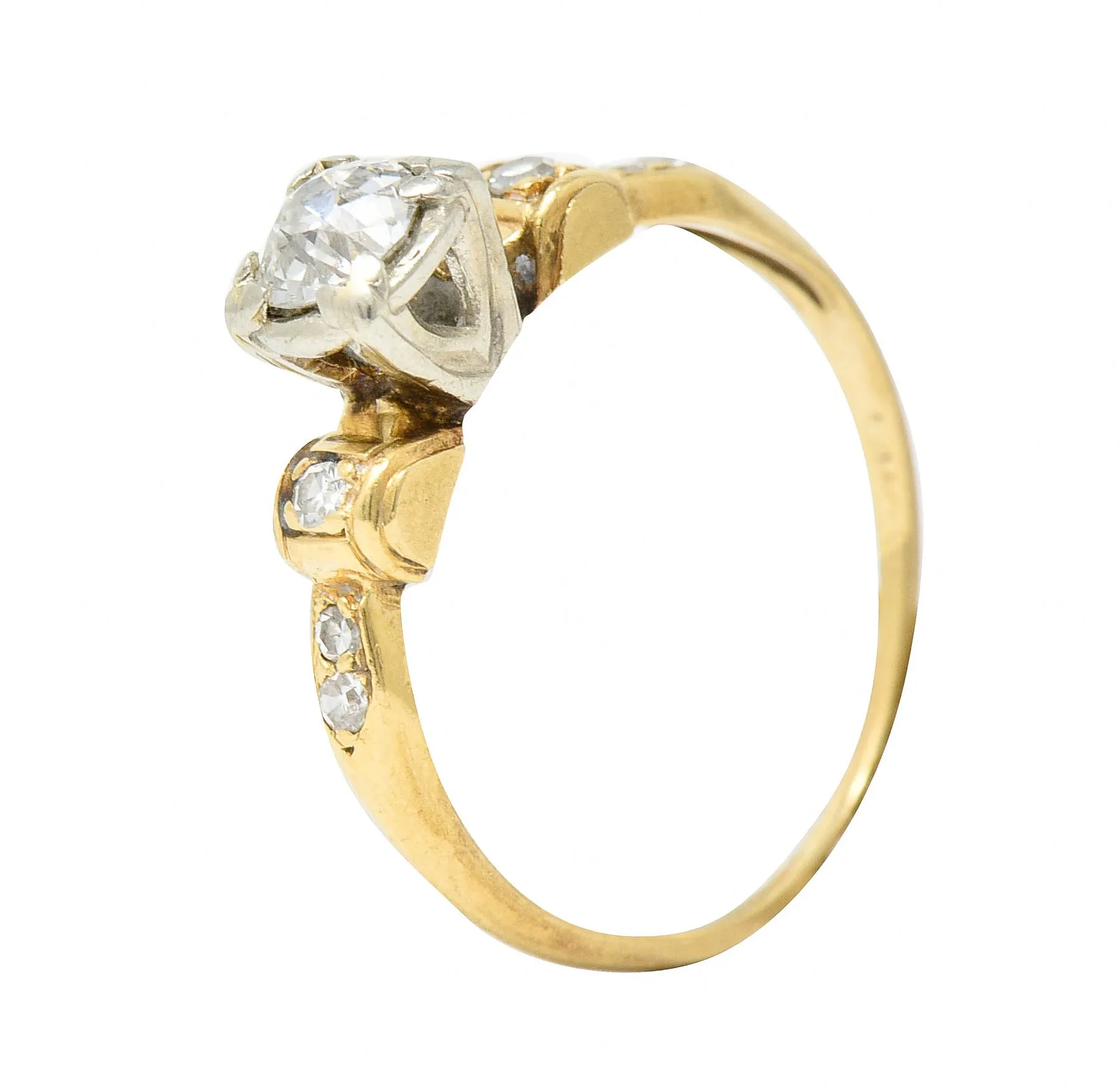 1940's Retro 0.50 CTW Diamond 14 Karat Two-Tone Gold Engagement Ring