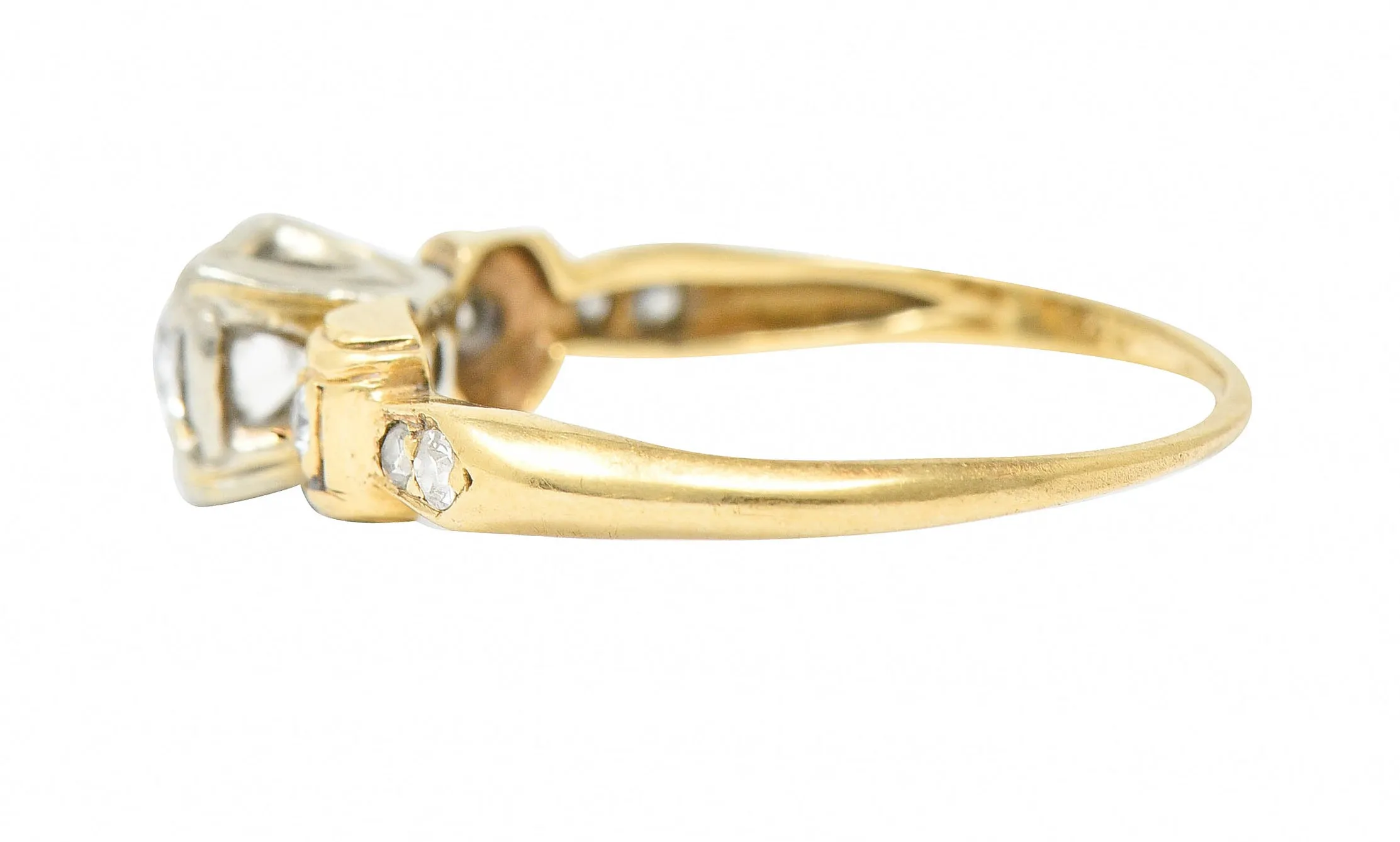 1940's Retro 0.50 CTW Diamond 14 Karat Two-Tone Gold Engagement Ring