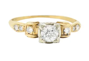 1940's Retro 0.50 CTW Diamond 14 Karat Two-Tone Gold Engagement Ring