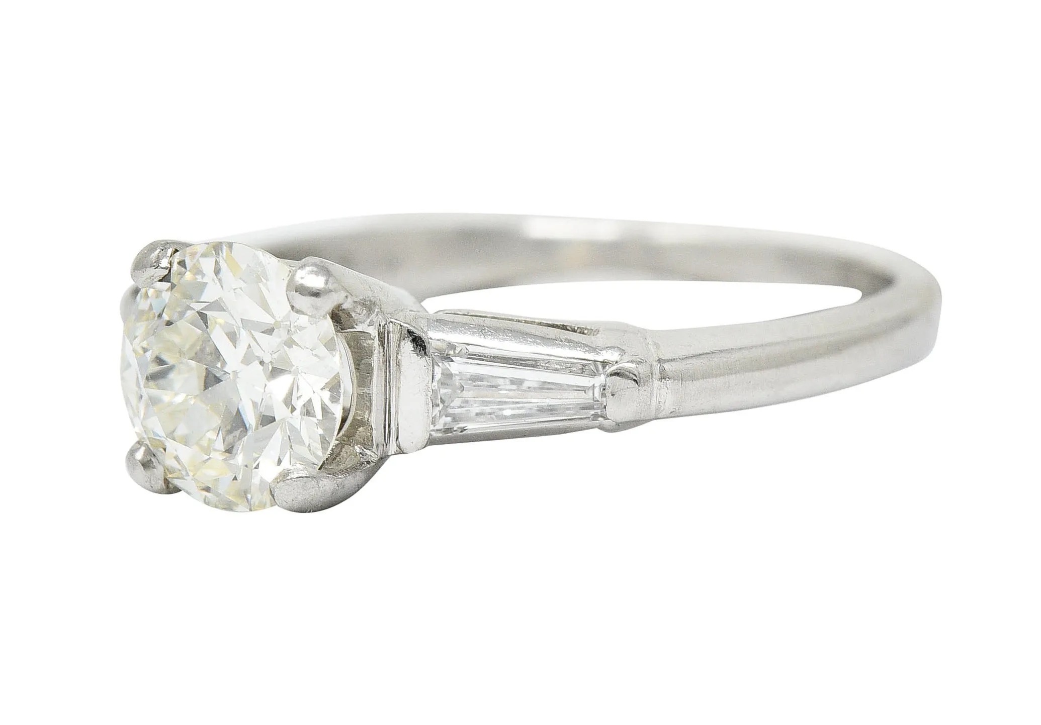 1950's Mid-Century 1.59 CTW Diamond Platinum Engagement Ring GIA