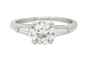 1950's Mid-Century 1.59 CTW Diamond Platinum Engagement Ring GIA