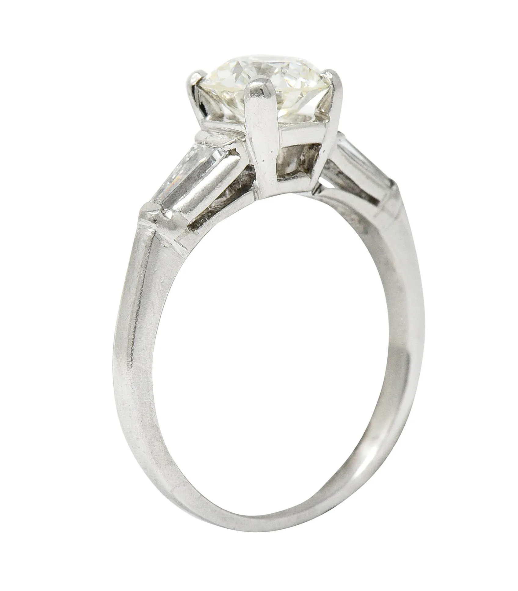 1950's Mid-Century 1.59 CTW Diamond Platinum Engagement Ring GIA