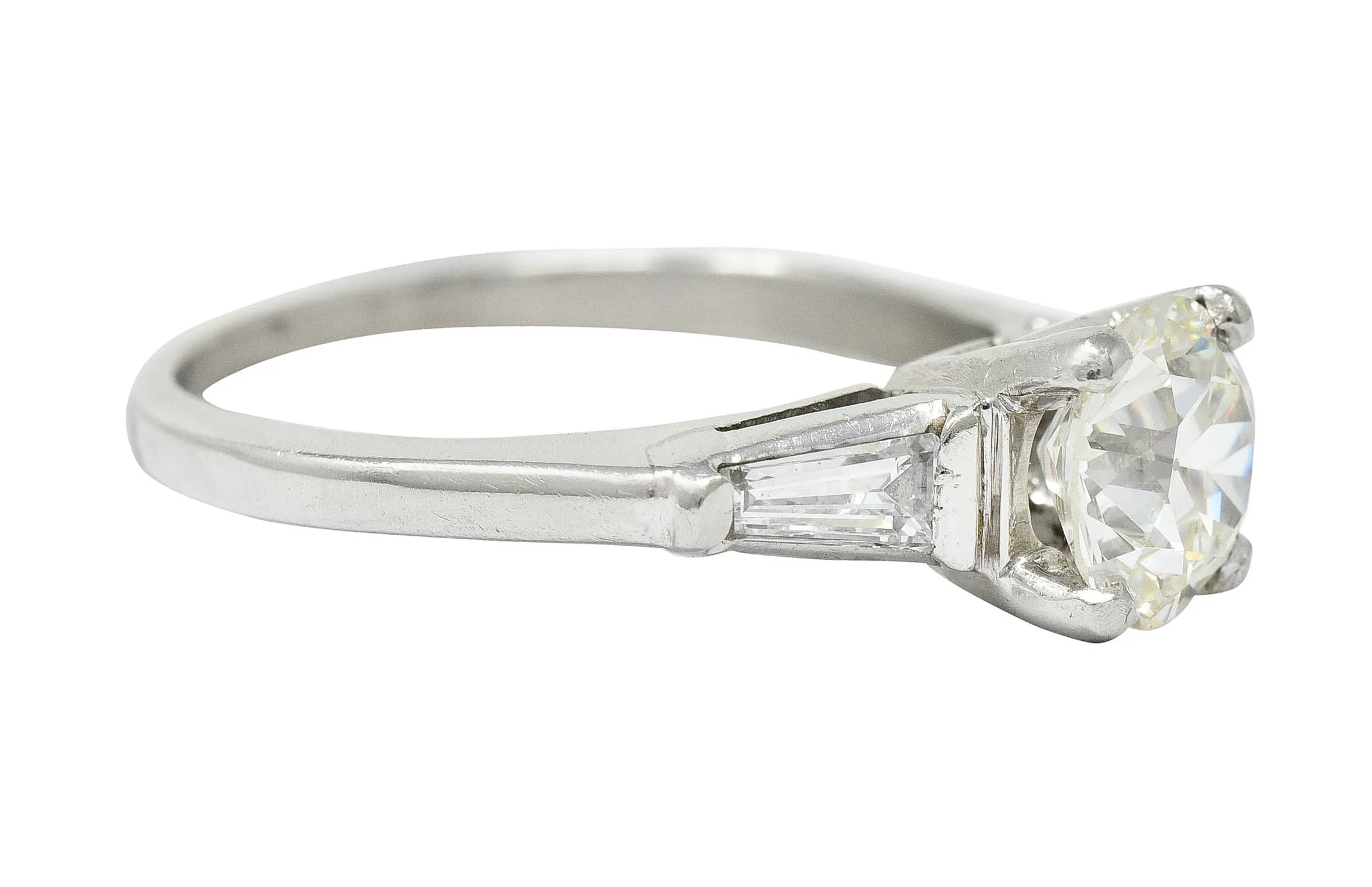 1950's Mid-Century 1.59 CTW Diamond Platinum Engagement Ring GIA