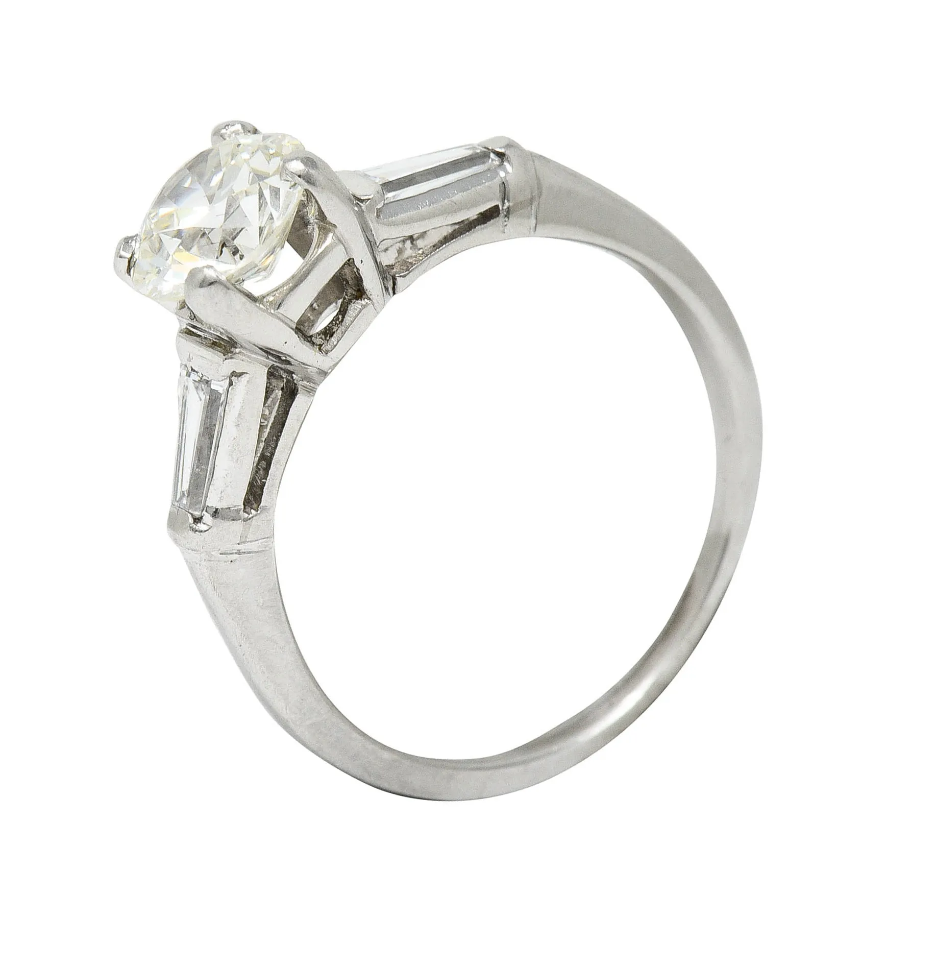 1950's Mid-Century 1.59 CTW Diamond Platinum Engagement Ring GIA