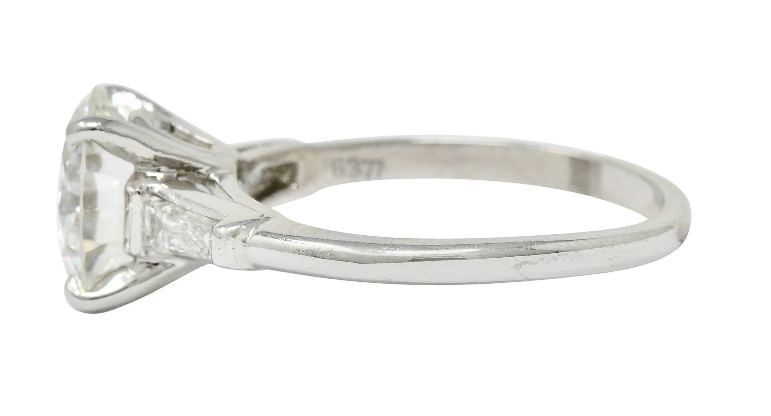 1950's Mid-Century 2.62 CTW Diamond Platinum Engagement Ring GIA