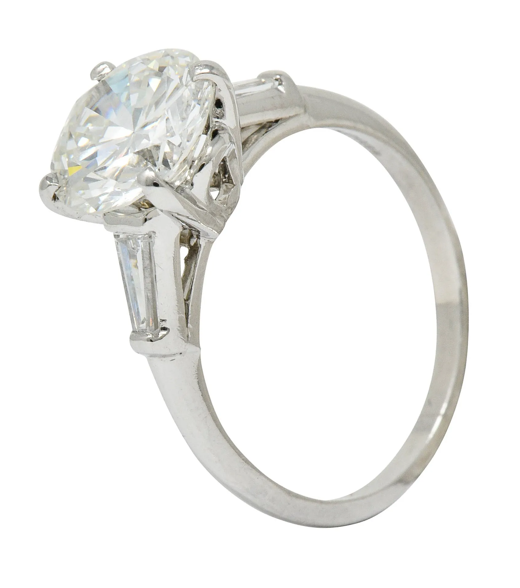 1950's Mid-Century 2.62 CTW Diamond Platinum Engagement Ring GIA