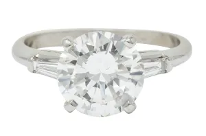 1950's Mid-Century 2.62 CTW Diamond Platinum Engagement Ring GIA