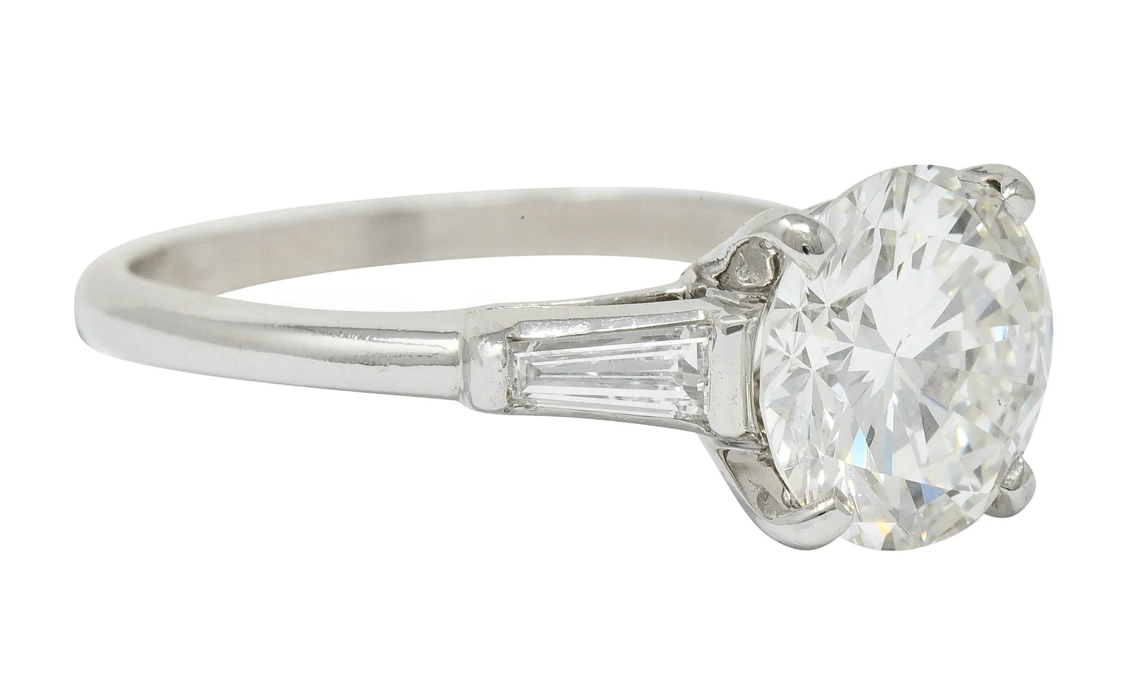 1950's Mid-Century 2.62 CTW Diamond Platinum Engagement Ring GIA