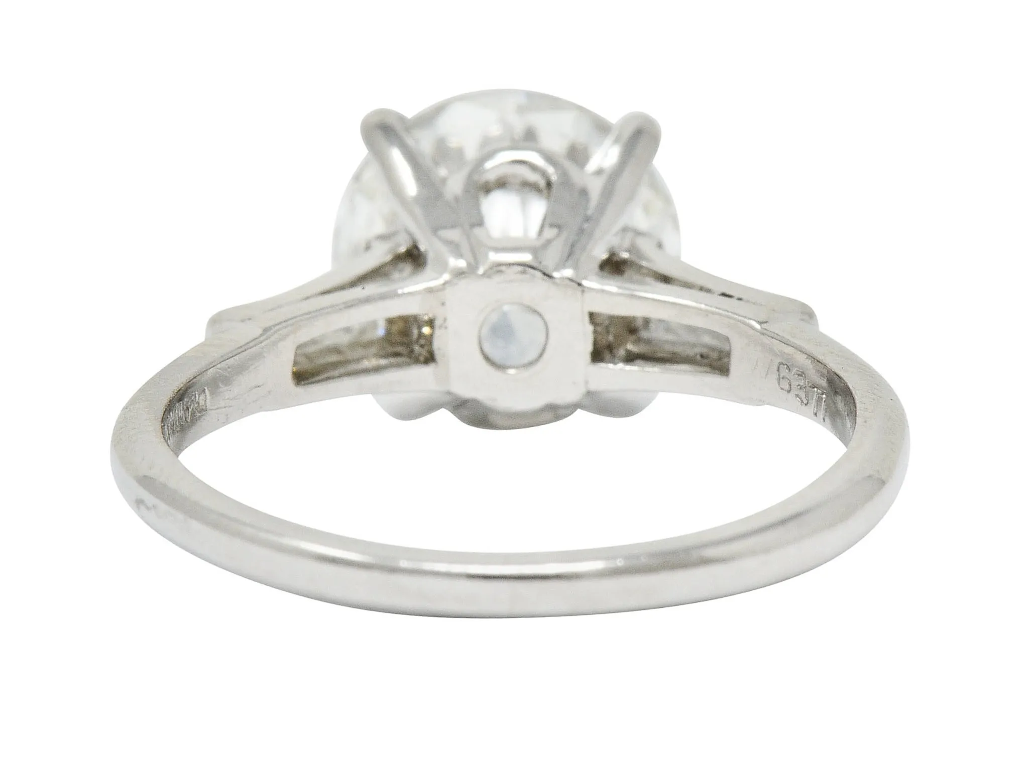 1950's Mid-Century 2.62 CTW Diamond Platinum Engagement Ring GIA