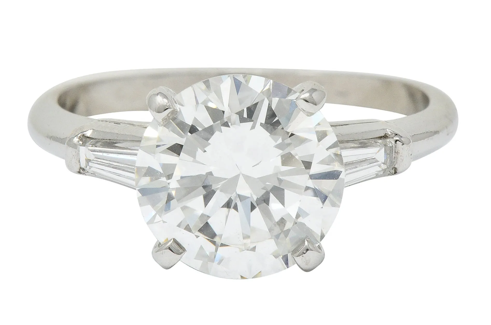 1950's Mid-Century 2.62 CTW Diamond Platinum Engagement Ring GIA