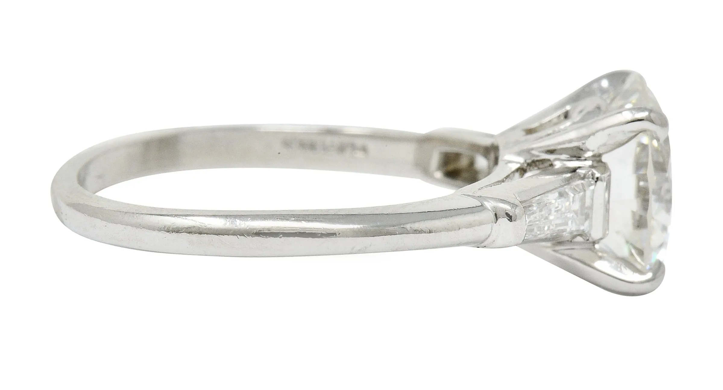 1950's Mid-Century 2.62 CTW Diamond Platinum Engagement Ring GIA