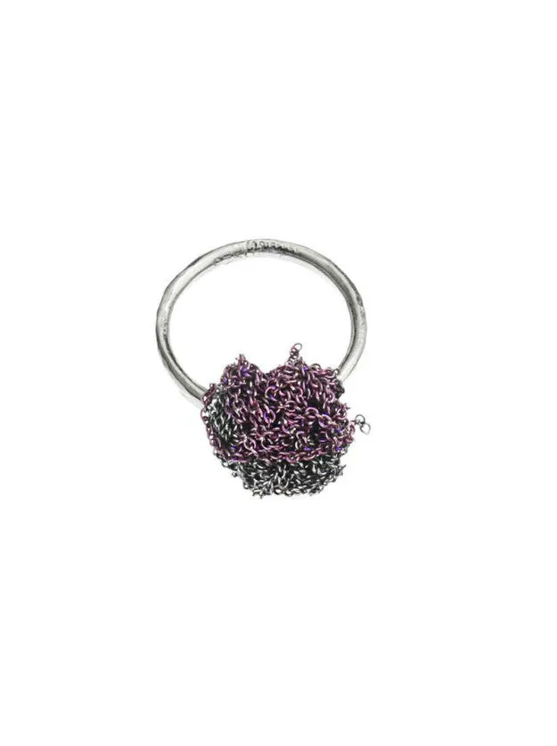 2-Tone Bead Ring in Plum   Charcoal