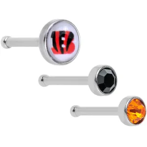 20 Gauge Licensed NFL Cincinnati Bengals Logo Nose Bone 3 Pack Set
